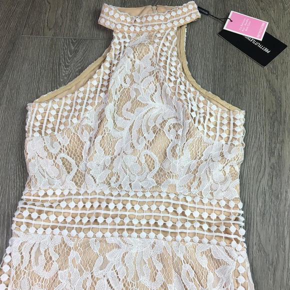 NWT Pretty Little Thing Lace Crochet High Neck Midi Dress White Size 2 - Picture 3 of 7